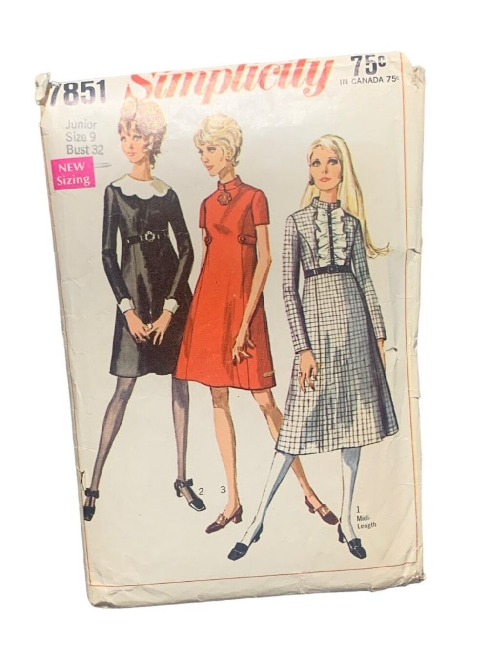 Simplicity 7851 Vintage 60s Dress Sewing Pattern Size 9